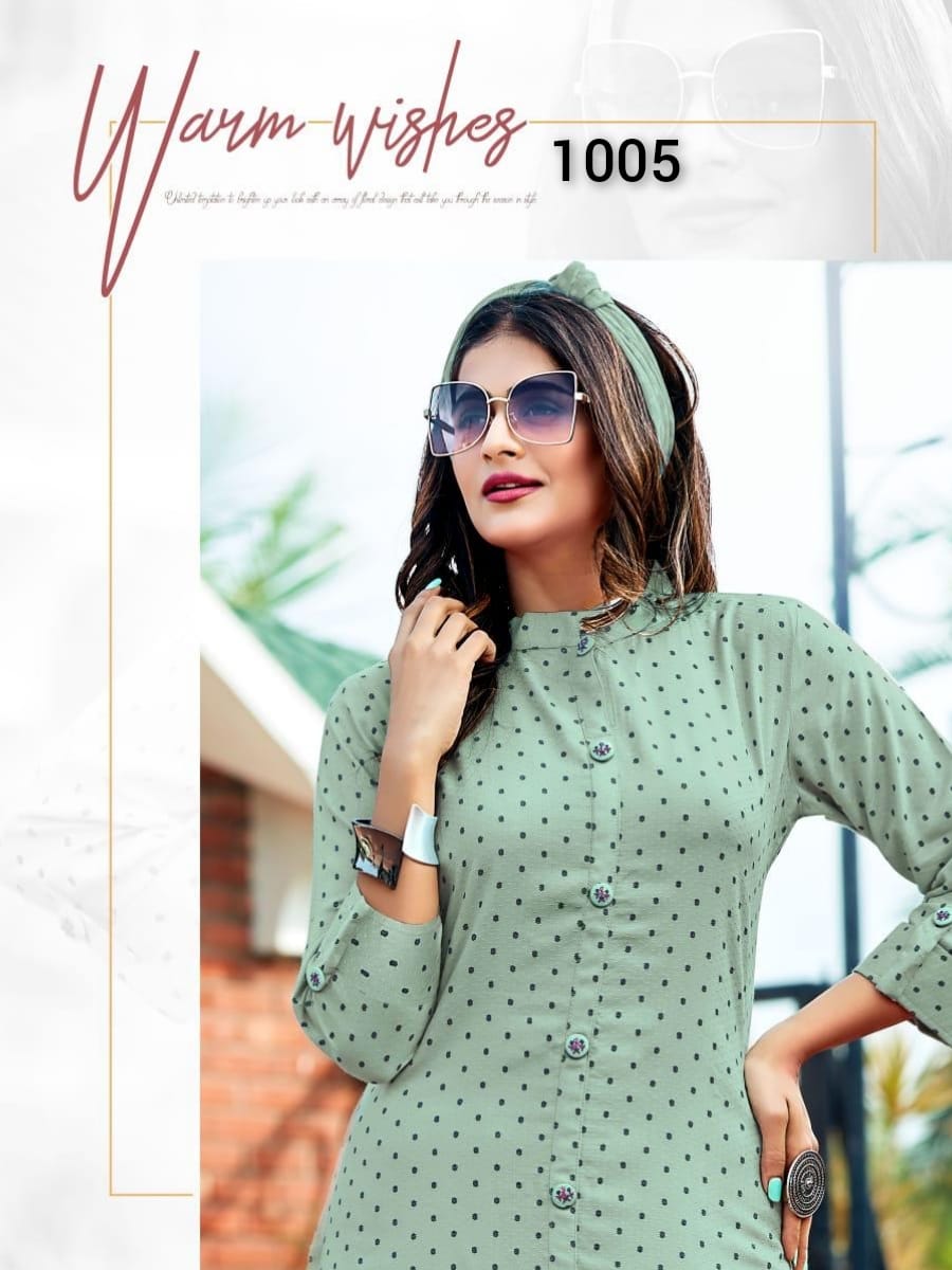 Ladies Flavour Presents Decent Rayon Embroidery Work Daily Wear Kurtis Cataloge Collection