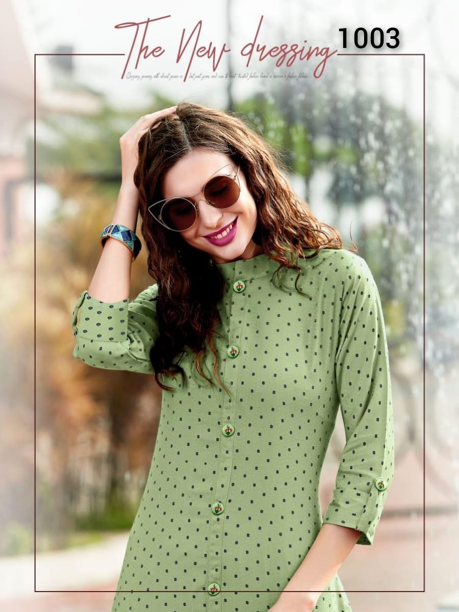 Ladies Flavour Presents Decent Rayon Embroidery Work Daily Wear Kurtis Cataloge Collection