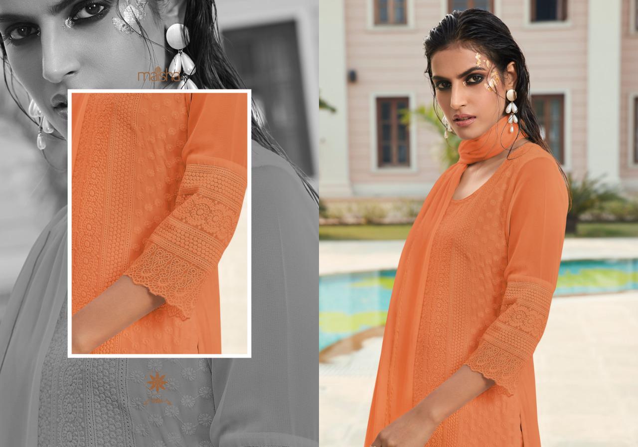 Manisha Presents Maira Georgette Luckhnavi Work Readymade Salwar Suit Wholesaler