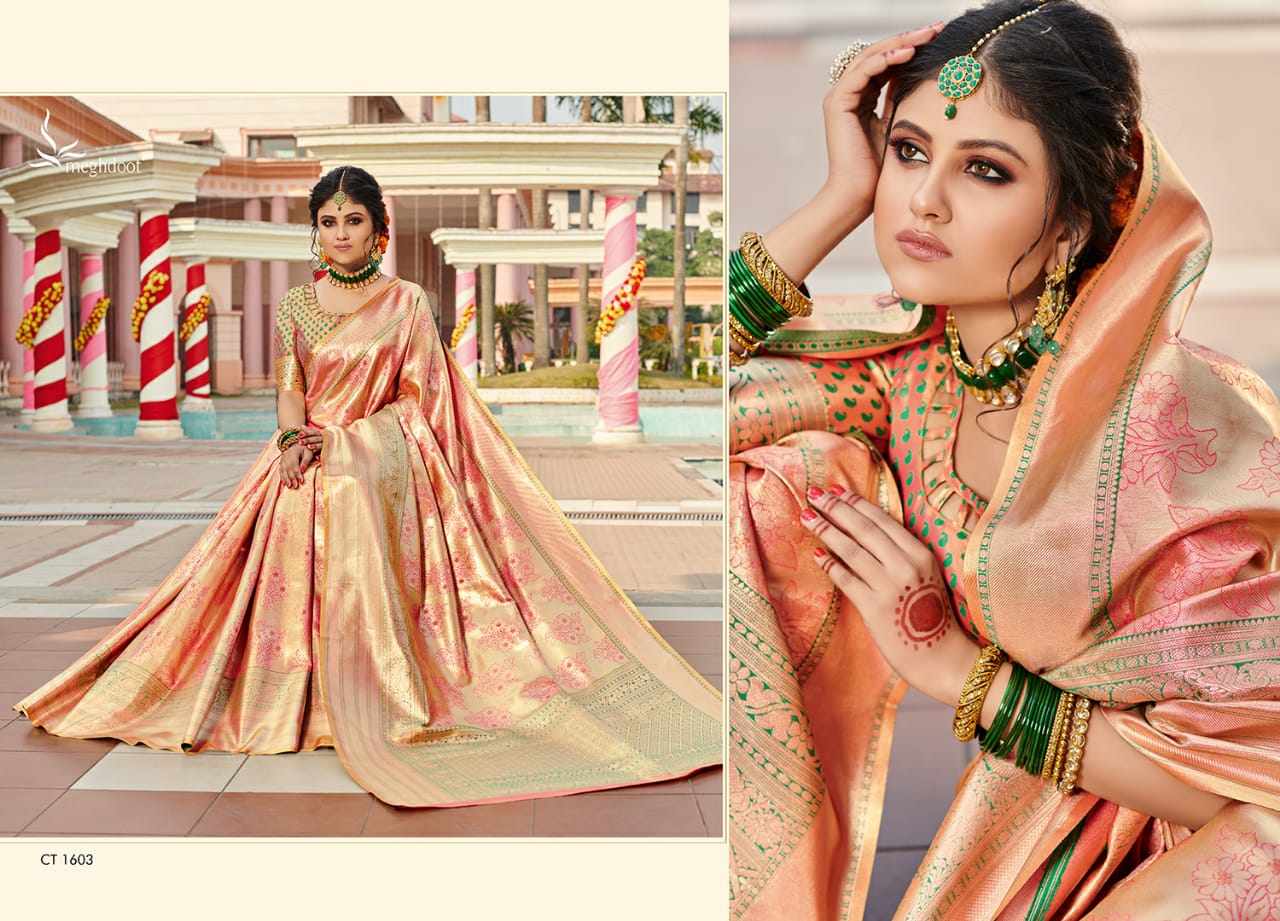 Maghdoot Presents Kanjivaram Heavy Exclusive Designer Kanjivaram Silk Sarees Cataloge Wholesaler