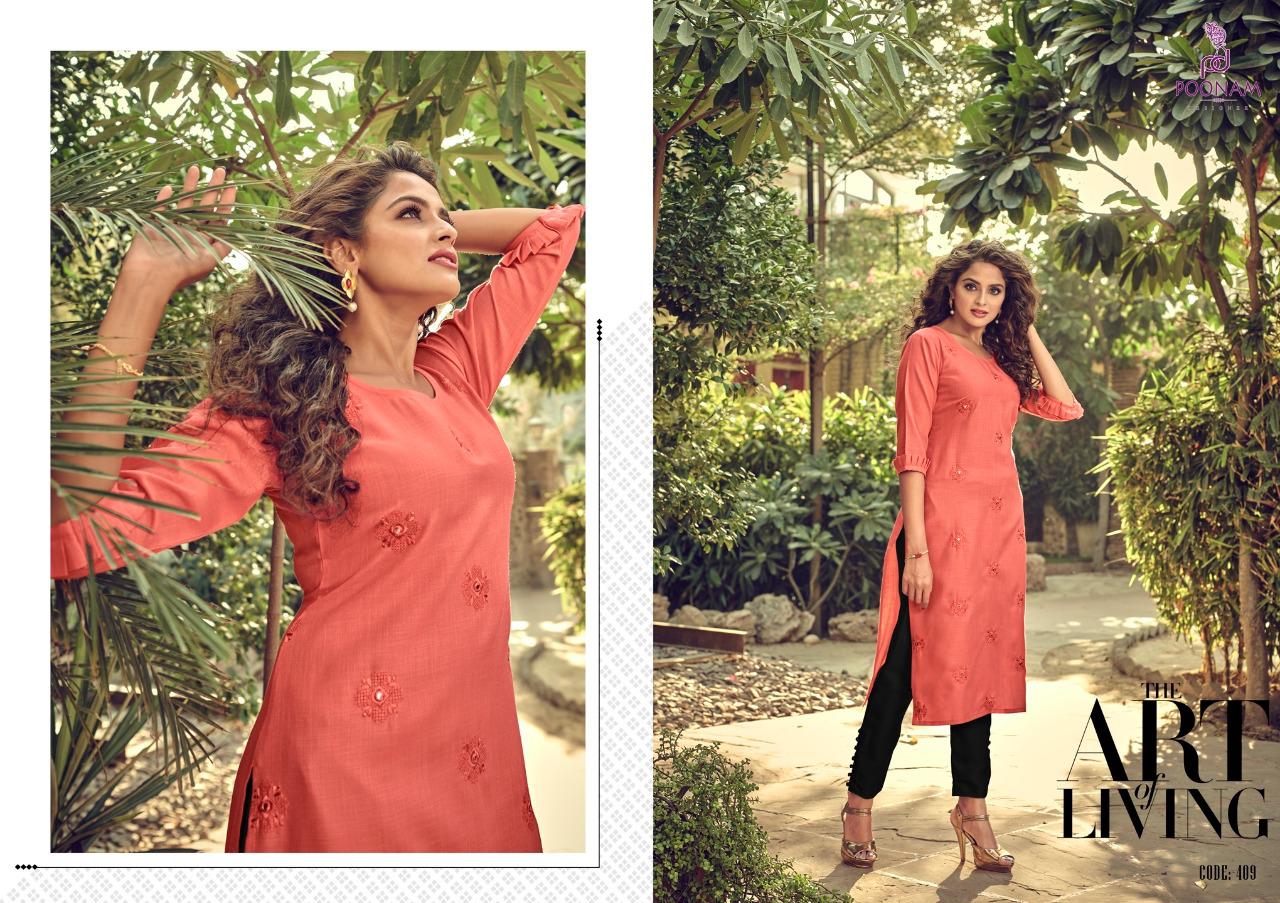 Poonam Designer Presents Asiana Vol-4 Cotton Slub Daily Wear Kurtis Cataloge
