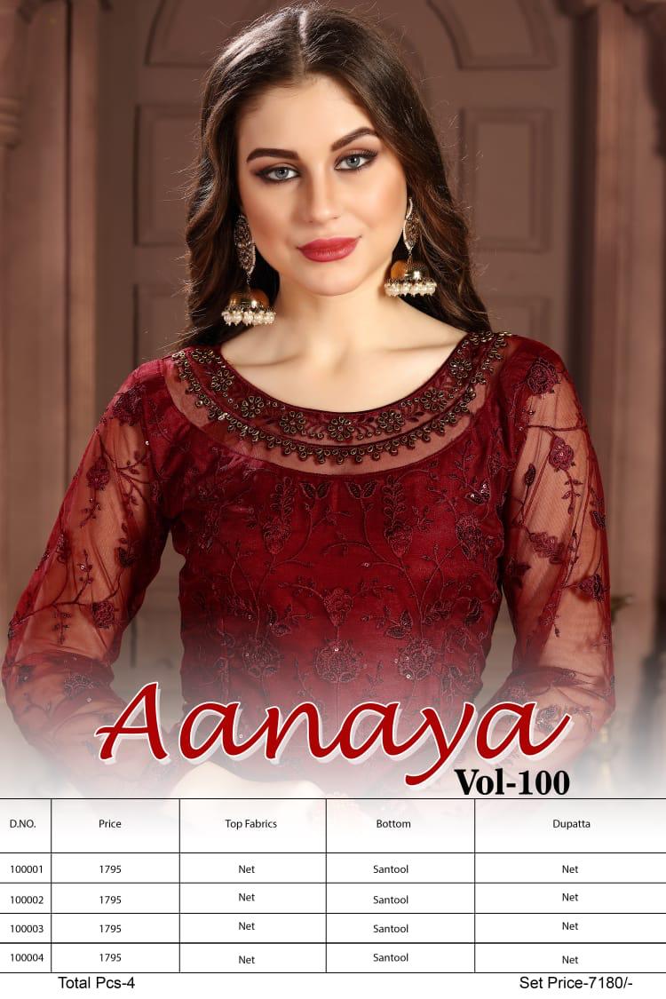 Twisha Presents Aanaya Vol-100 Heavy Net Work Beautiful Designer Gown Wholesaler