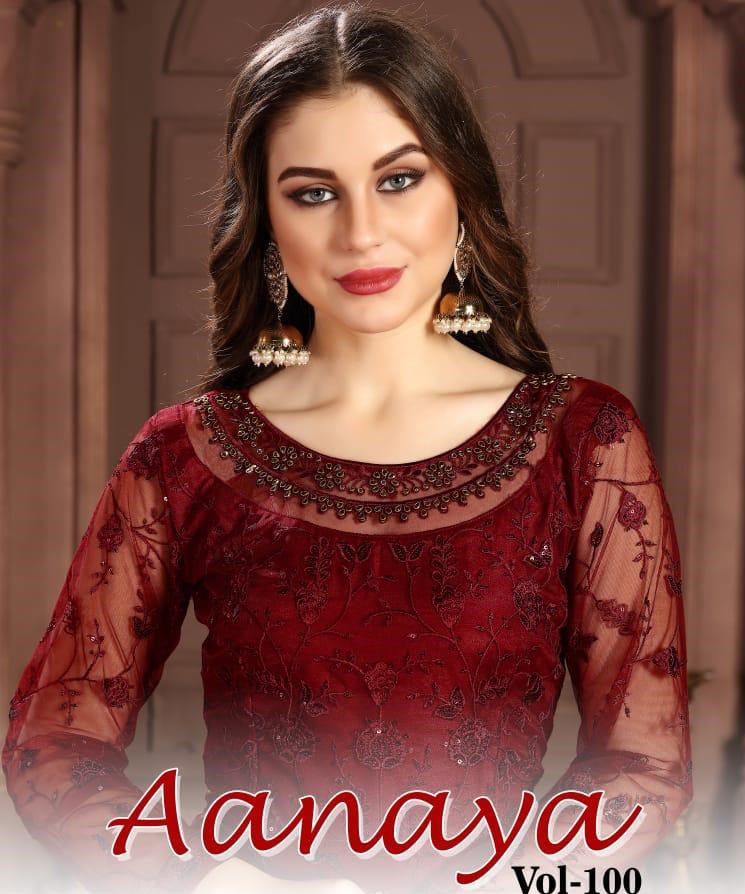 Twisha Presents Aanaya Vol-100 Heavy Net Work Beautiful Designer Gown Wholesaler