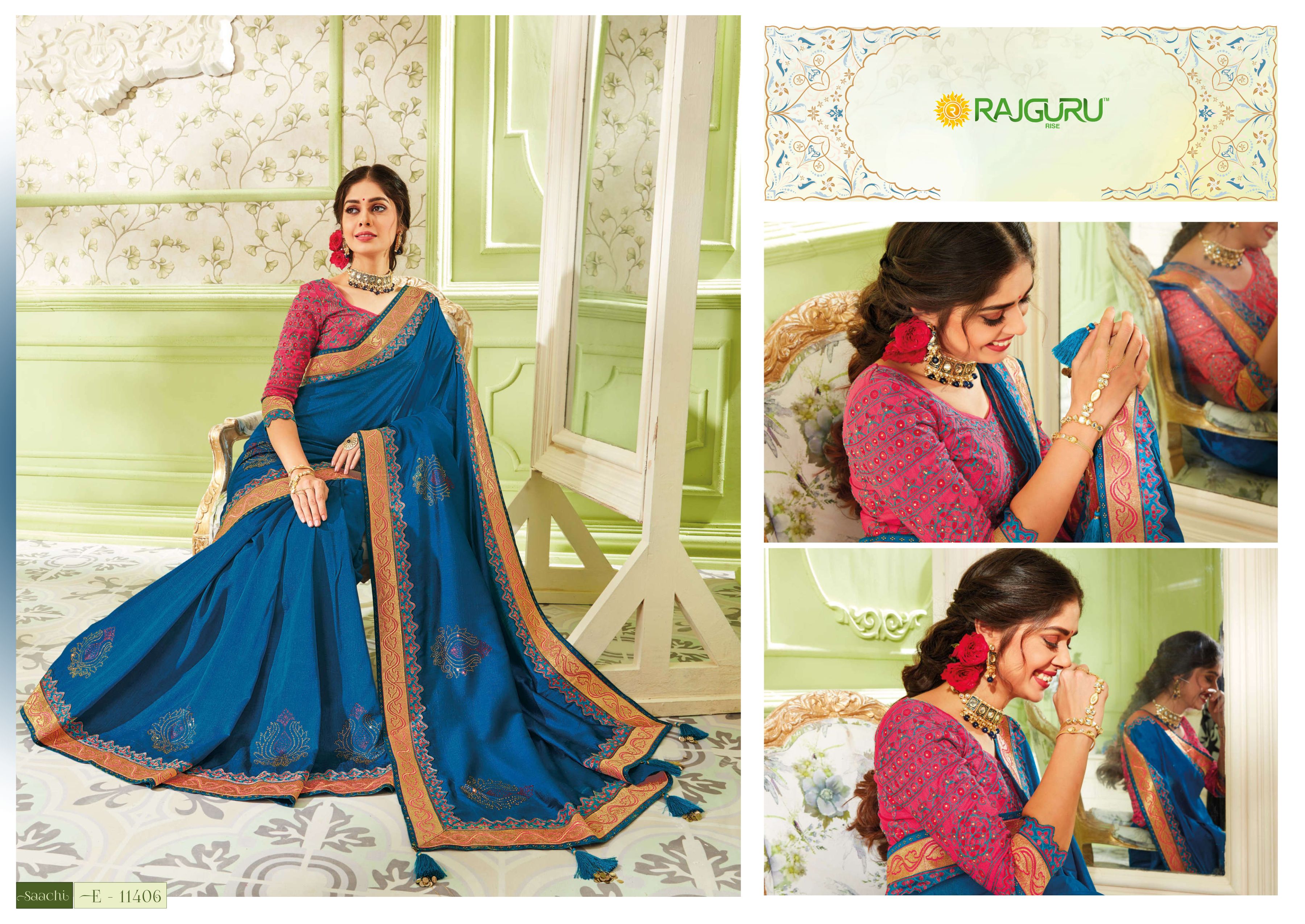 Rajguru Presents Saachi Exclusive Designer Party Wear Sarees Catalogue Wholesaler And Exporters