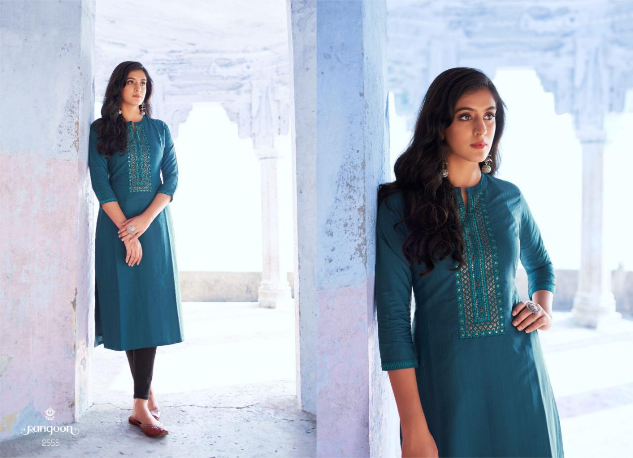 Rangoon Presents Light Line Vol-2 Fancy Lining Silk Work Kurtis Cataloge