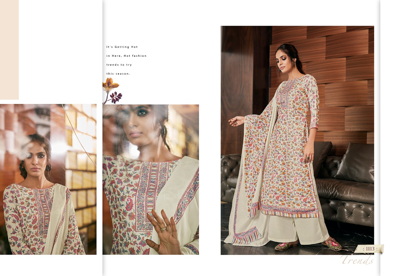 Glossy Presents Reet Pure Pashmina Digital Print Plazzo Salwar Suit Wholesaler
