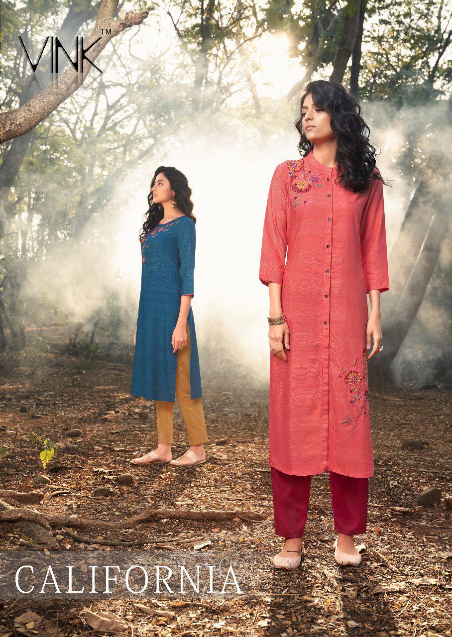 Vink Presents Californiya Designer Viscose Silk Straight Kurtis Catalog Wholesaler And Exporters