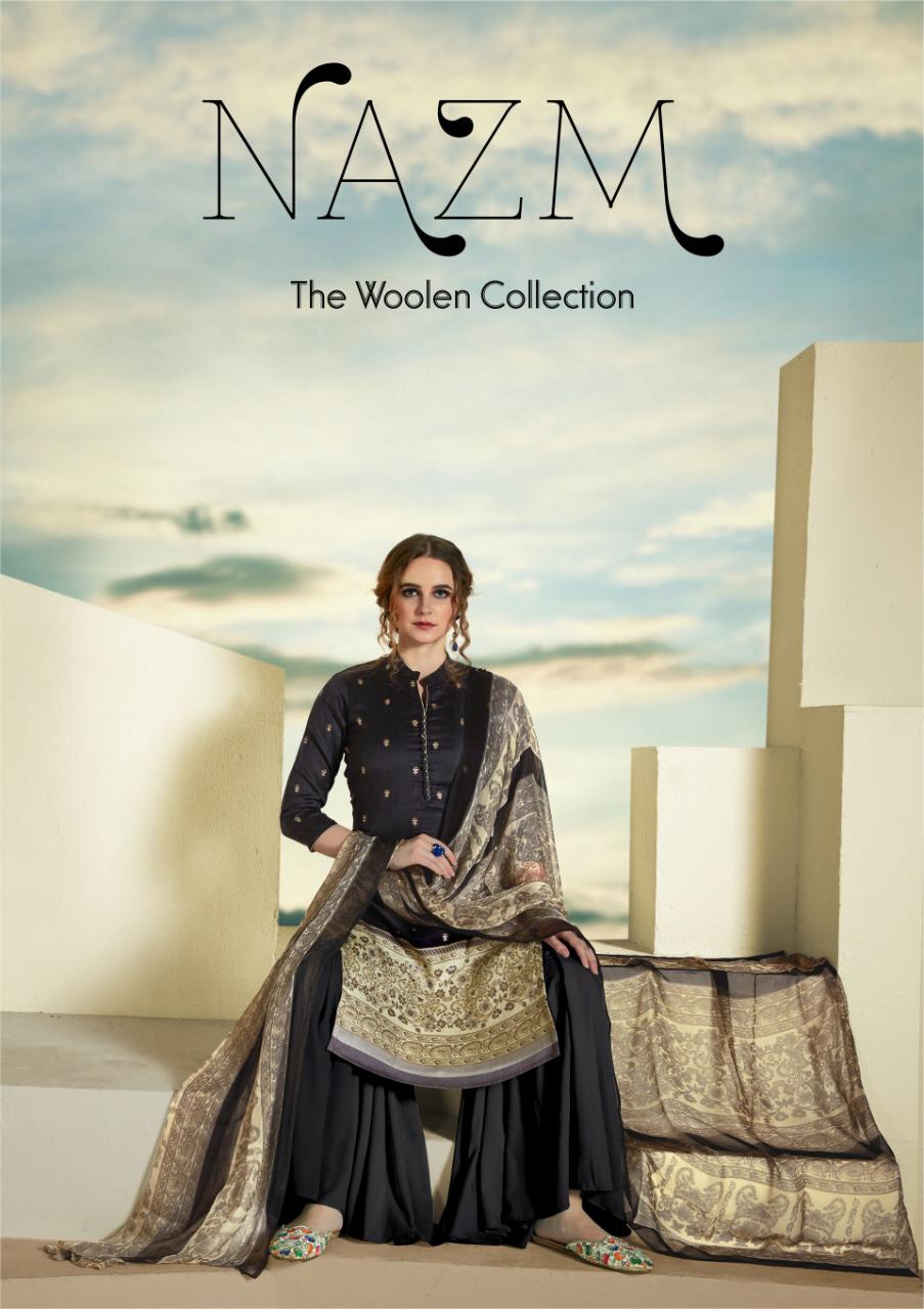 Sargam Presents Nazm Pashmina Designer Stylist Prints Salqar Suits Collection Wholesale And Exporters