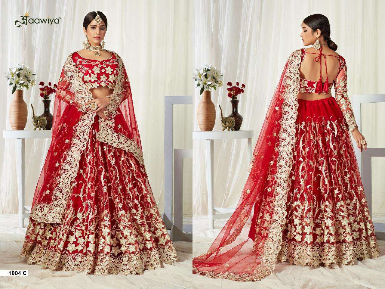 Aawiya Present Agnilekha Designer Party Wear Butterfly Net With Embrodery Work Bridal Lehenga Collection Catalog Wholesaler