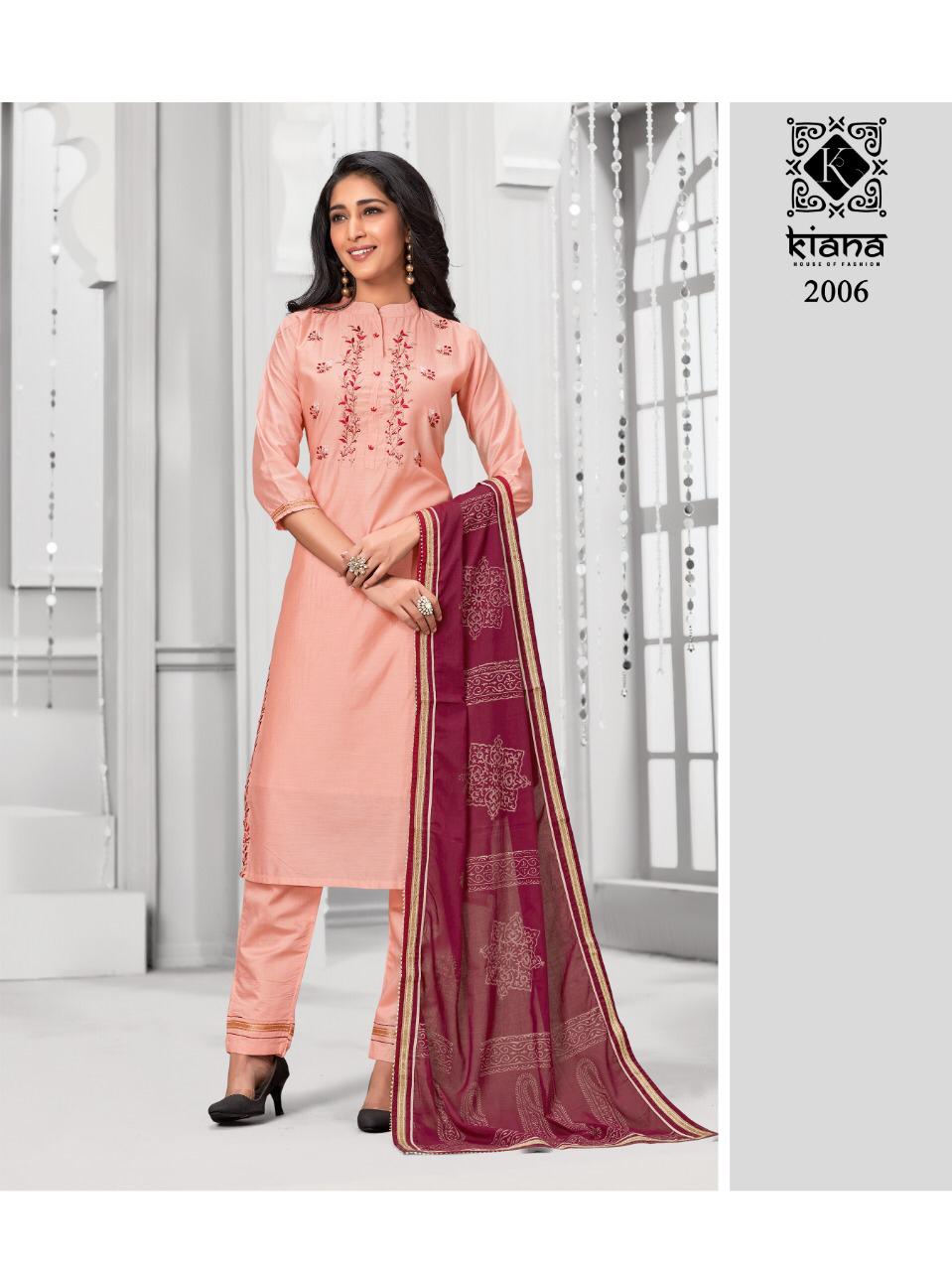 Crystal Vol 2 By Kiana Chanderi Silk Rayon Top With Sharara Pant Plazzo And Dupatta Readymade Collection In Wholesale Price