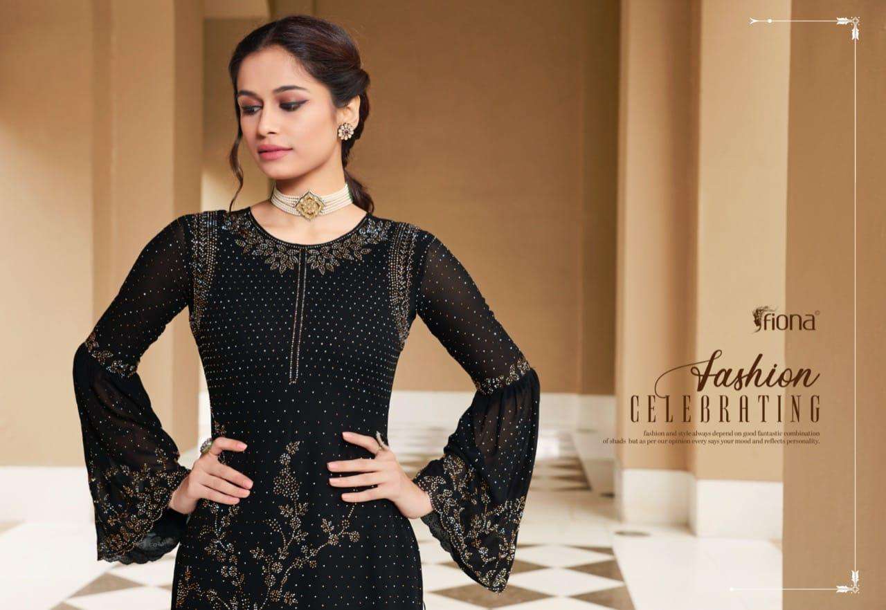 Fiona Presents Fantasy Designer Party Wear Georgette With Swarovski Work With Bell Sleeves Catalog Wholesaler And Exporters