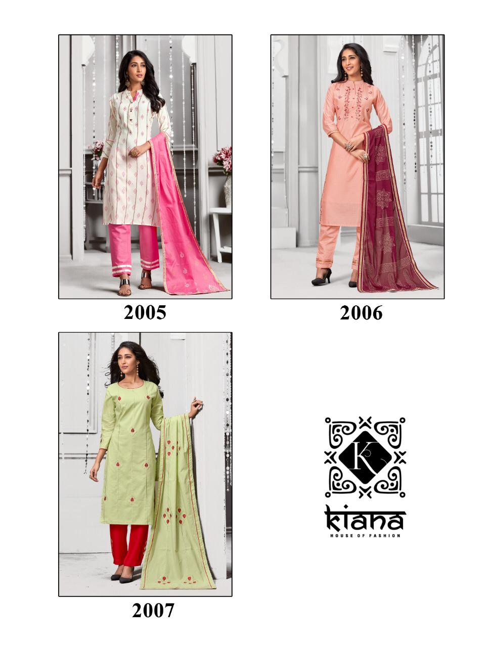 Crystal Vol 2 By Kiana Chanderi Silk Rayon Top With Sharara Pant Plazzo And Dupatta Readymade Collection In Wholesale Price