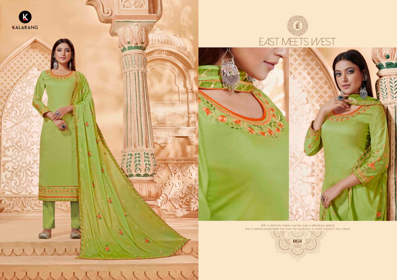 Kalarang Presents Panash Jam Silk Embroidery Work Salwer Suit Wholesaler