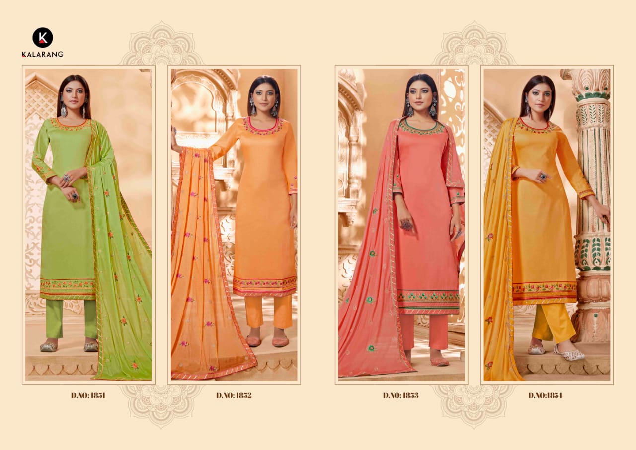 Kalarang Presents Panash Jam Silk Embroidery Work Salwer Suit Wholesaler