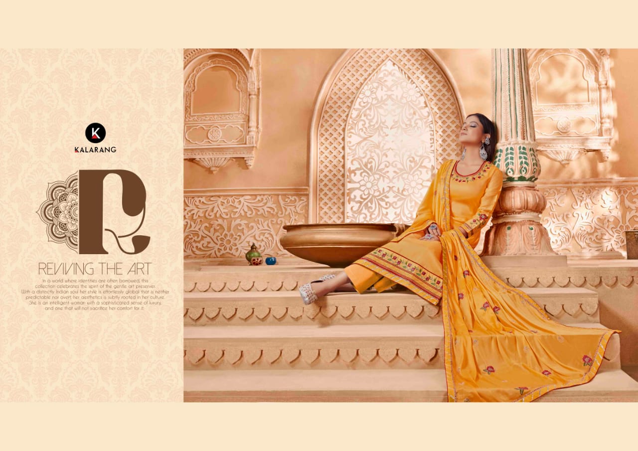 Kalarang Presents Panash Jam Silk Embroidery Work Salwer Suit Wholesaler