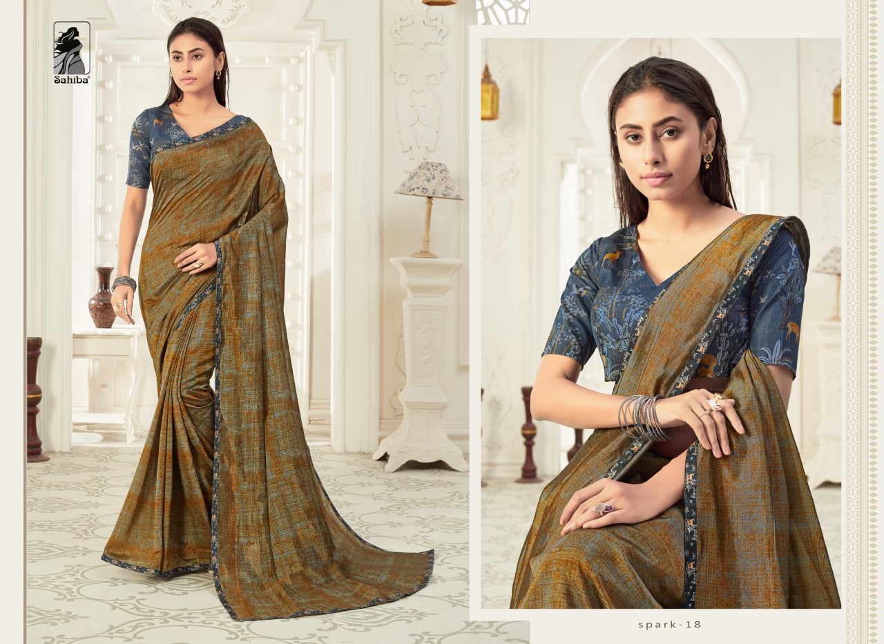 Sahiba Spark Vichitra Silk Stylish Saree Wholesaler