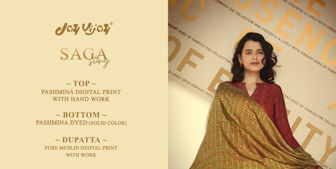 Jay Vijay Presents Saga Story Pashmina Digital Print With Handwork Salwar Suits