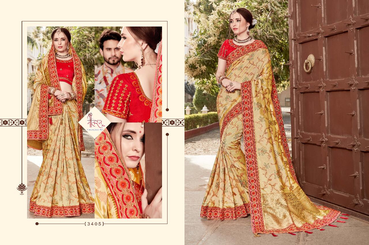 Mathram Sarees Presents Reevaz 3401 To 3409 Embroidery Border Concept Silk Sarees Catalog Wholesaler