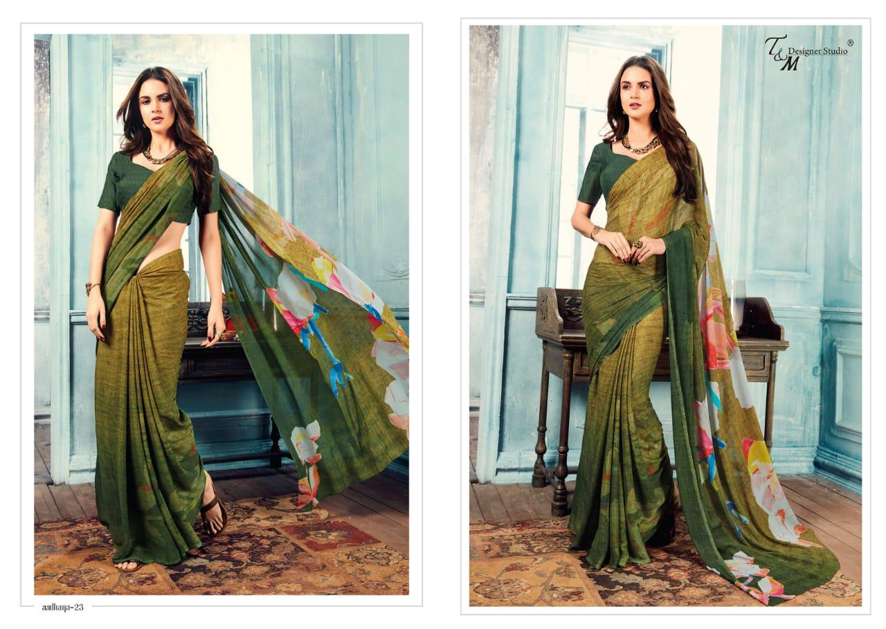 T & M Presents Aadhaya Pure Silk Digital Print Traditional Wear Sarees Wholesaler