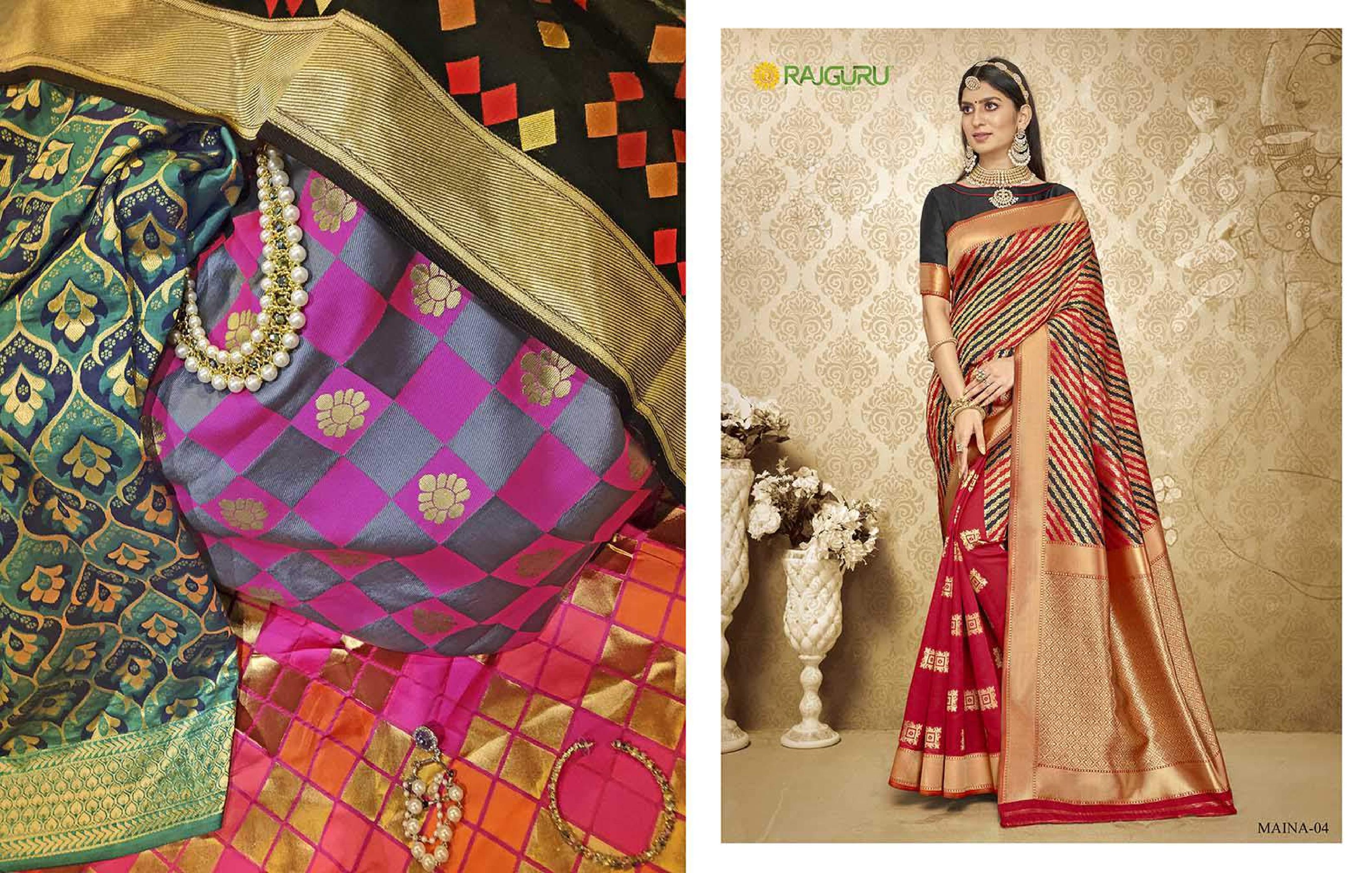 Rajguru Presents Maina Traditional Wear Fancy Silk Sarees Catalog Wholesaler