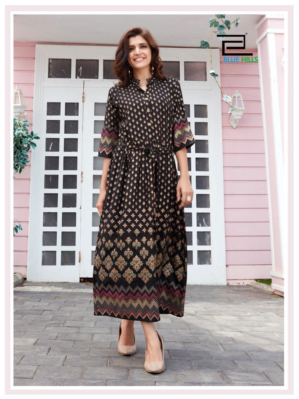 Blue Hills Presents Royal Touch Rayon Long Gown Style Exclusive Kurti Wholesaler