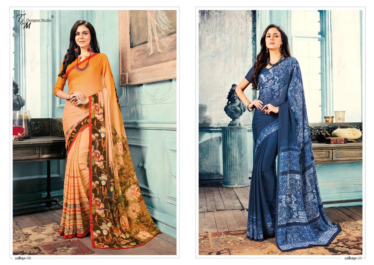 T & M Presents Aadhaya Pure Silk Digital Print Traditional Wear Sarees Wholesaler