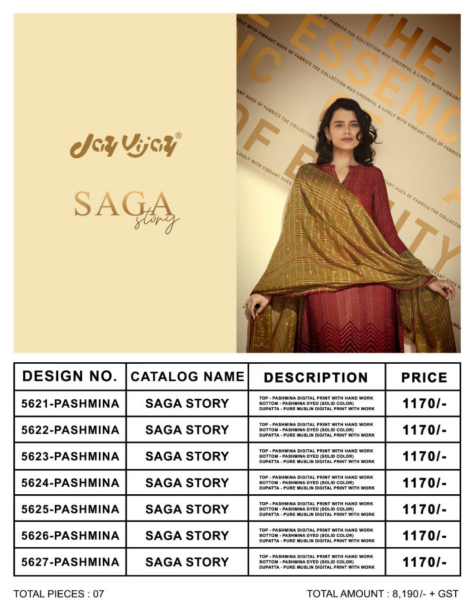 Jay Vijay Presents Saga Story Pashmina Digital Print With Handwork Salwar Suits