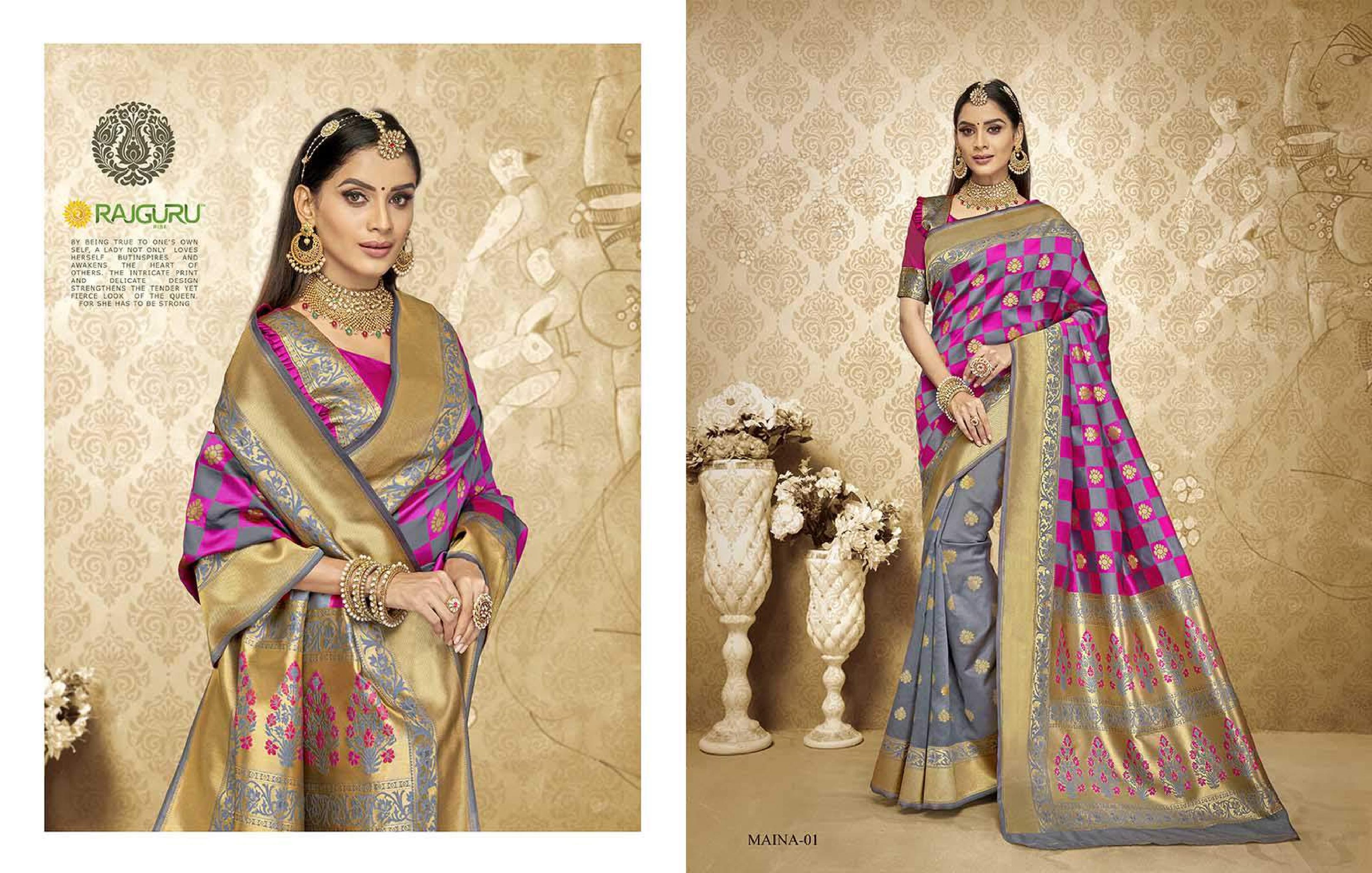 Rajguru Presents Maina Traditional Wear Fancy Silk Sarees Catalog Wholesaler