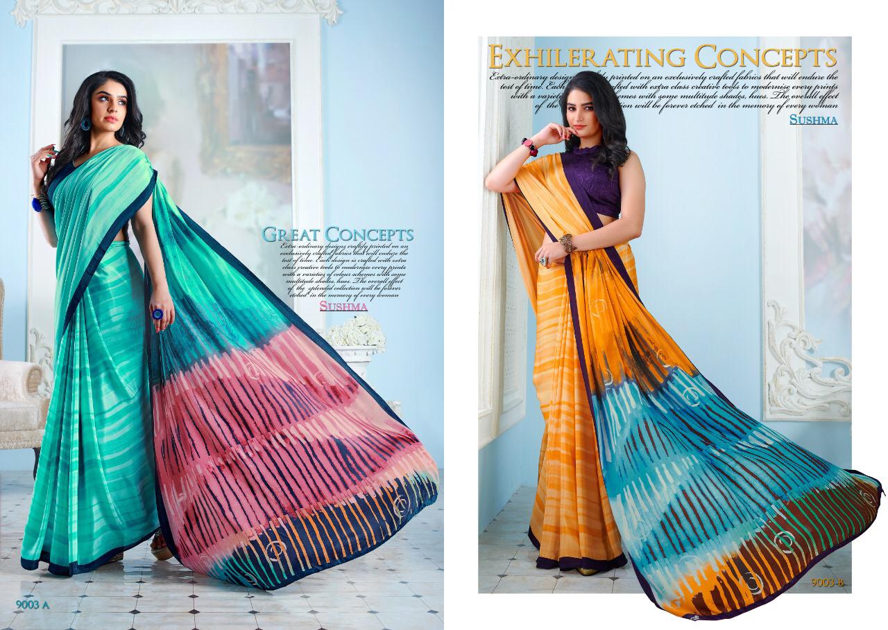 Sushma Sarees Presents Fashion Crystal Crape Printed Sarees Cataloge Wholesaler
