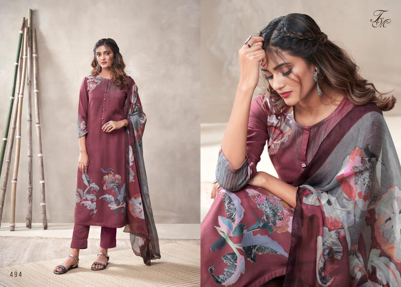 T And M Presents Paper Flower Pashmina Digital Printed Salwar Suit Wholesaler