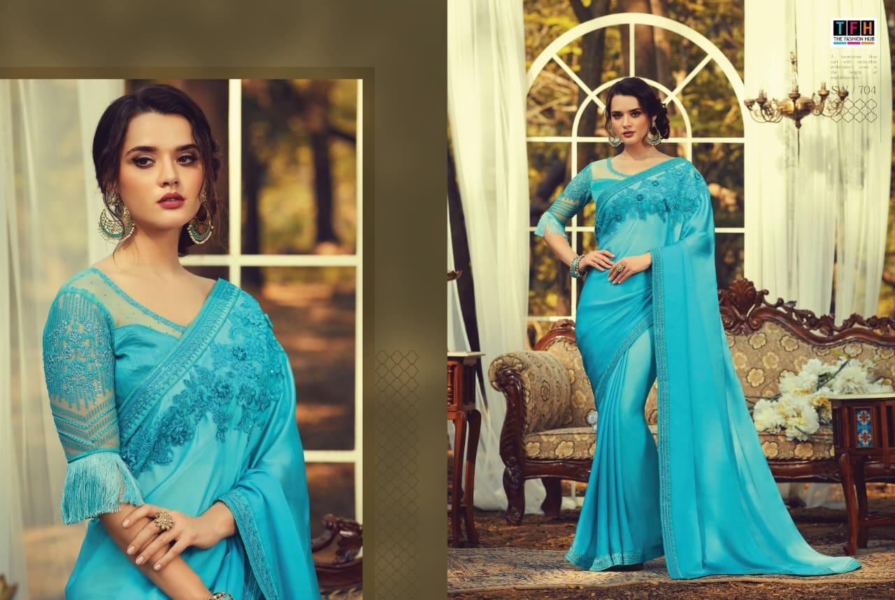 Tfh Presents Sandal Wood 7th Edition 701-718 Series Silk Exclusive Designer Party Wear Sarees Cataloge Collection