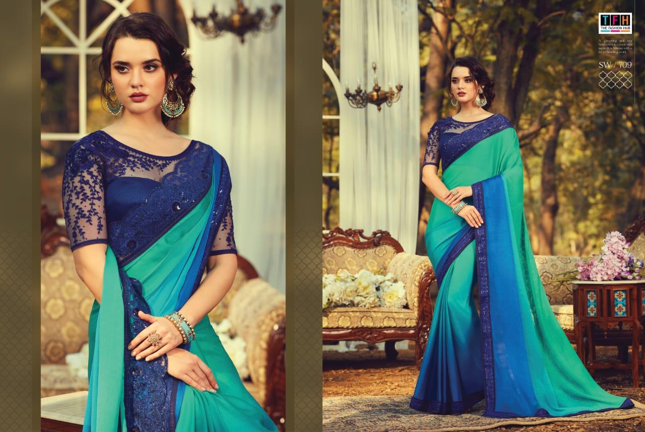 Tfh Presents Sandal Wood 7th Edition 701-718 Series Silk Exclusive Designer Party Wear Sarees Cataloge Collection