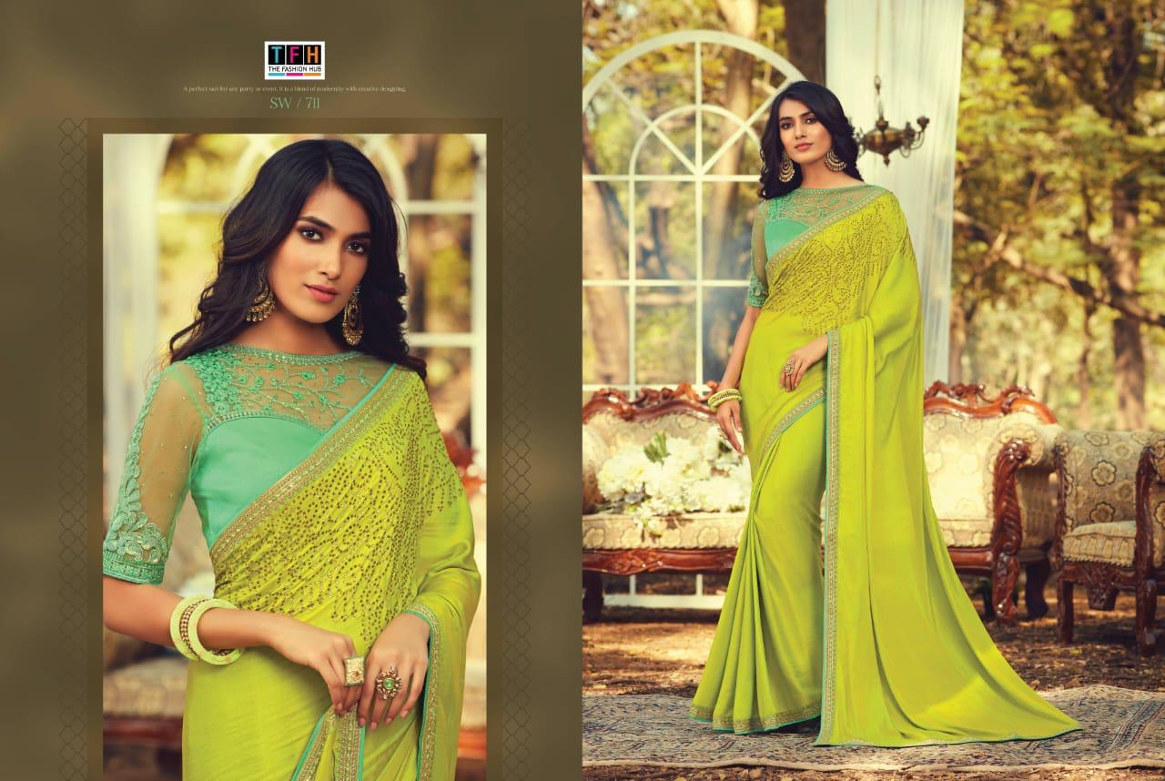 Tfh Presents Sandal Wood 7th Edition 701-718 Series Silk Exclusive Designer Party Wear Sarees Cataloge Collection