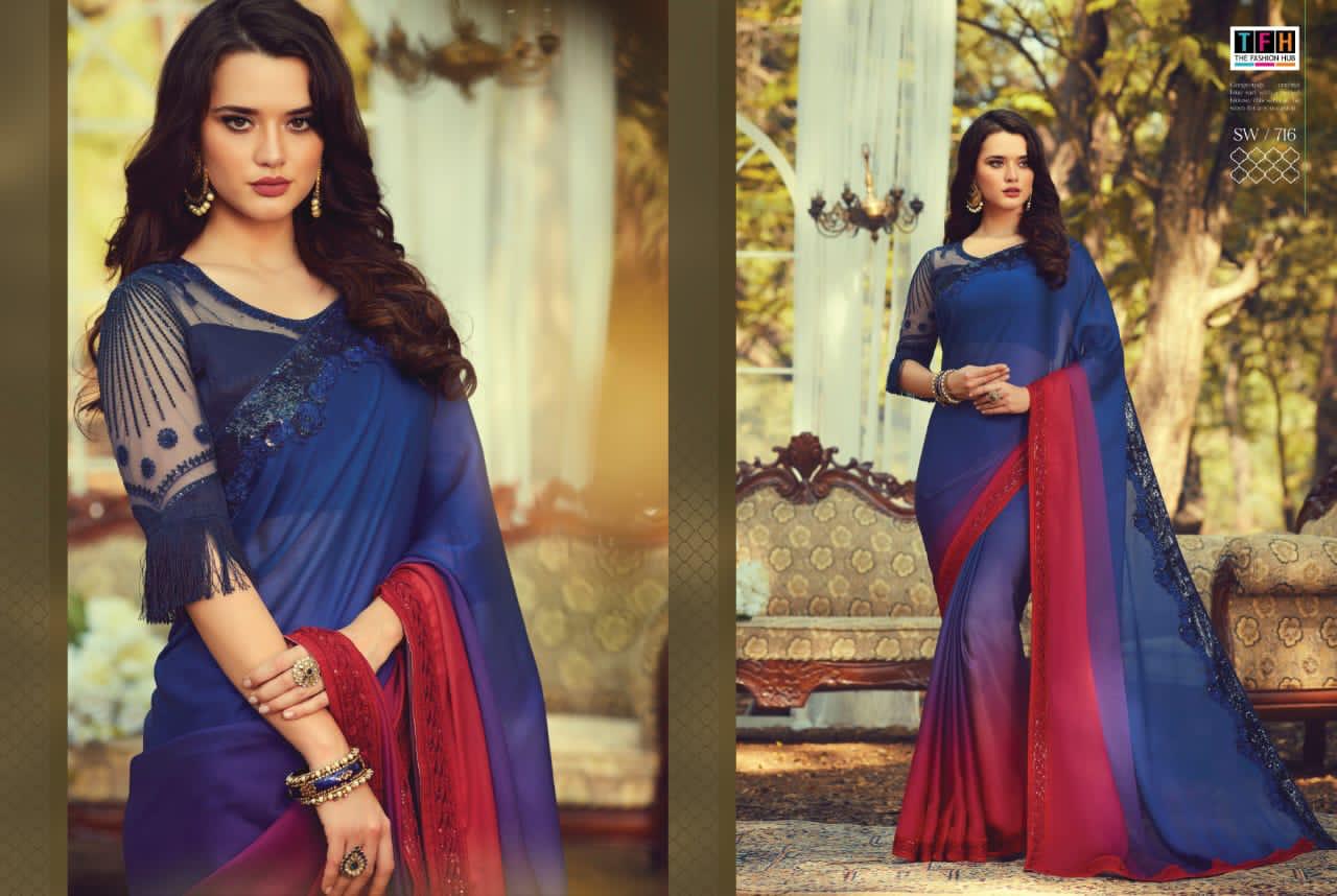 Tfh Presents Sandal Wood 7th Edition 701-718 Series Silk Exclusive Designer Party Wear Sarees Cataloge Collection