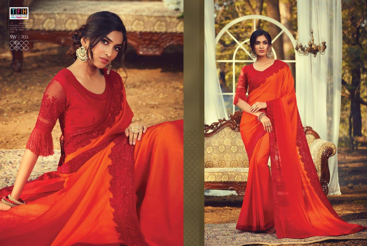 Tfh Presents Sandal Wood 7th Edition 701-718 Series Silk Exclusive Designer Party Wear Sarees Cataloge Collection