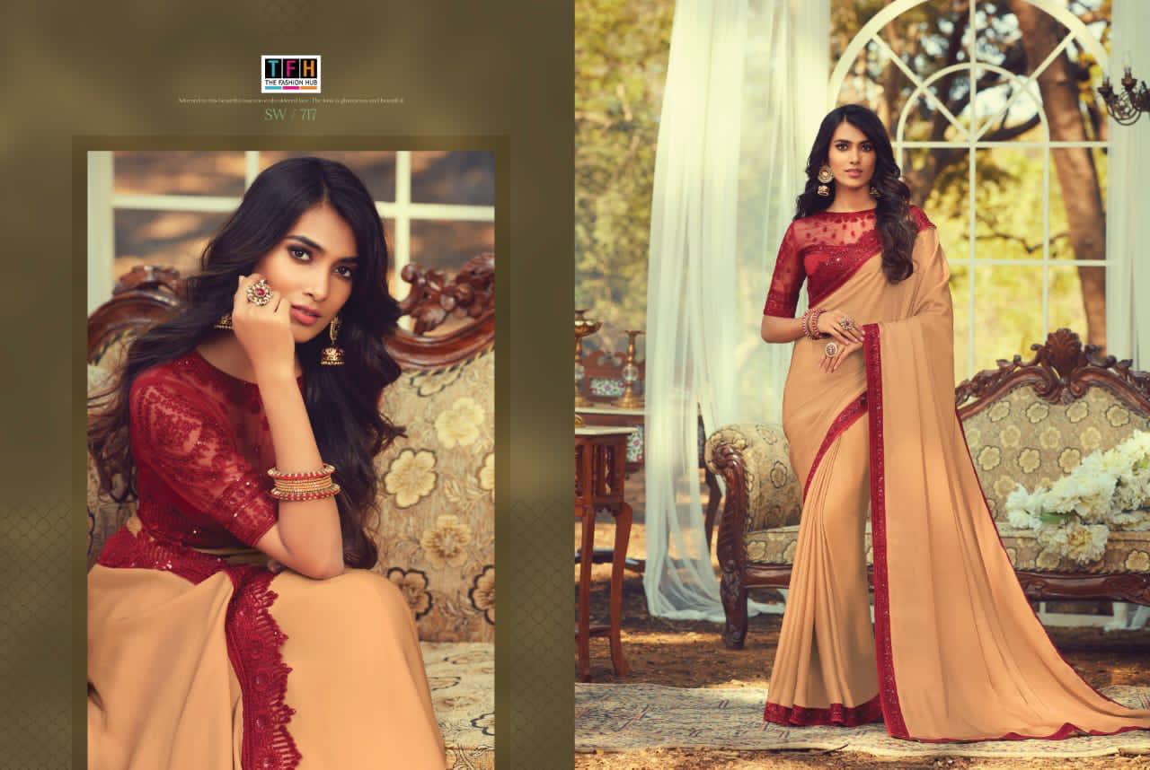Tfh Presents Sandal Wood 7th Edition 701-718 Series Silk Exclusive Designer Party Wear Sarees Cataloge Collection