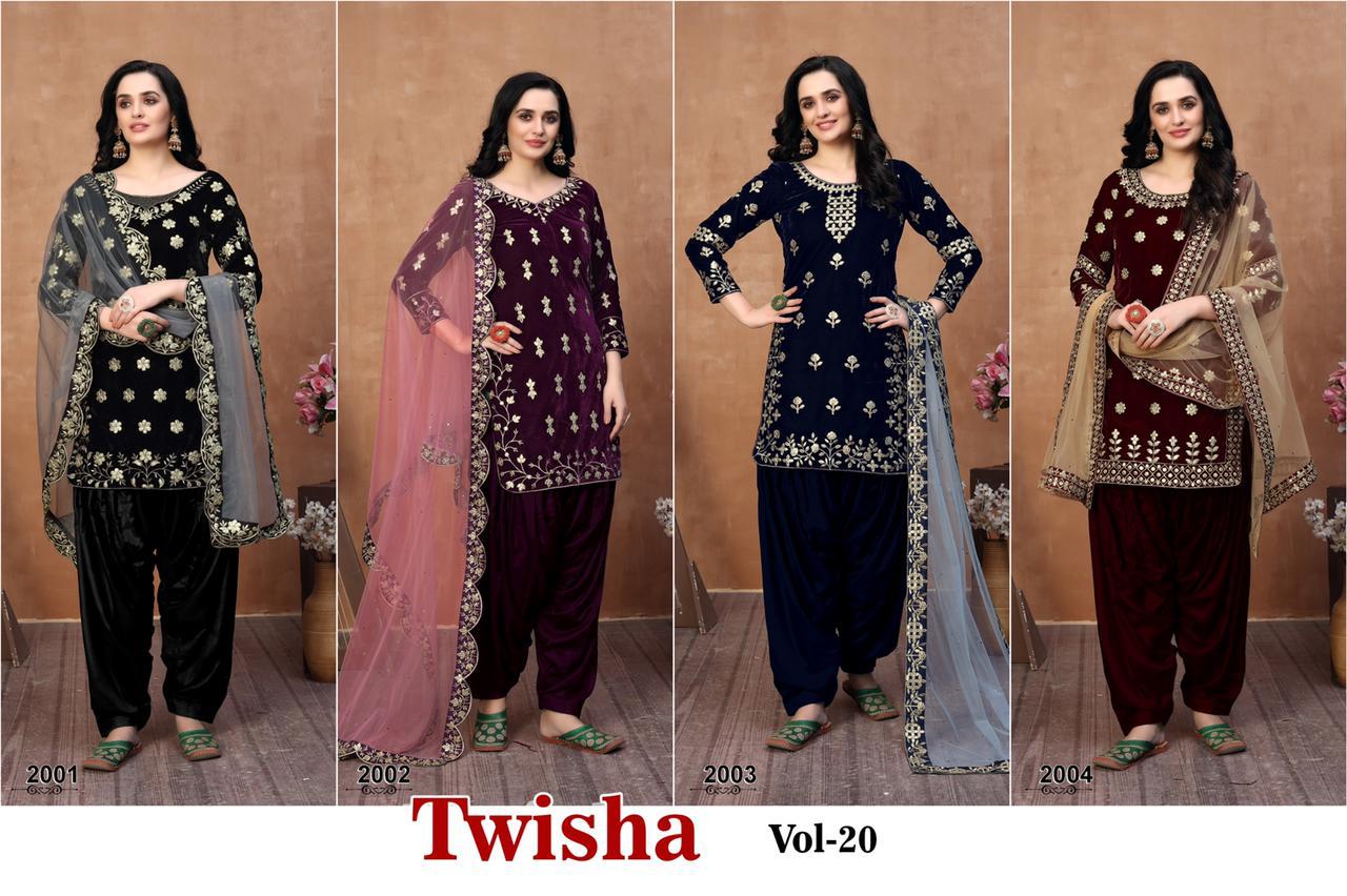 Twisha Presents Twisha Vol-20 Velvet Designer Party Wear Patiyala Style Salwar Suit Wholesaler