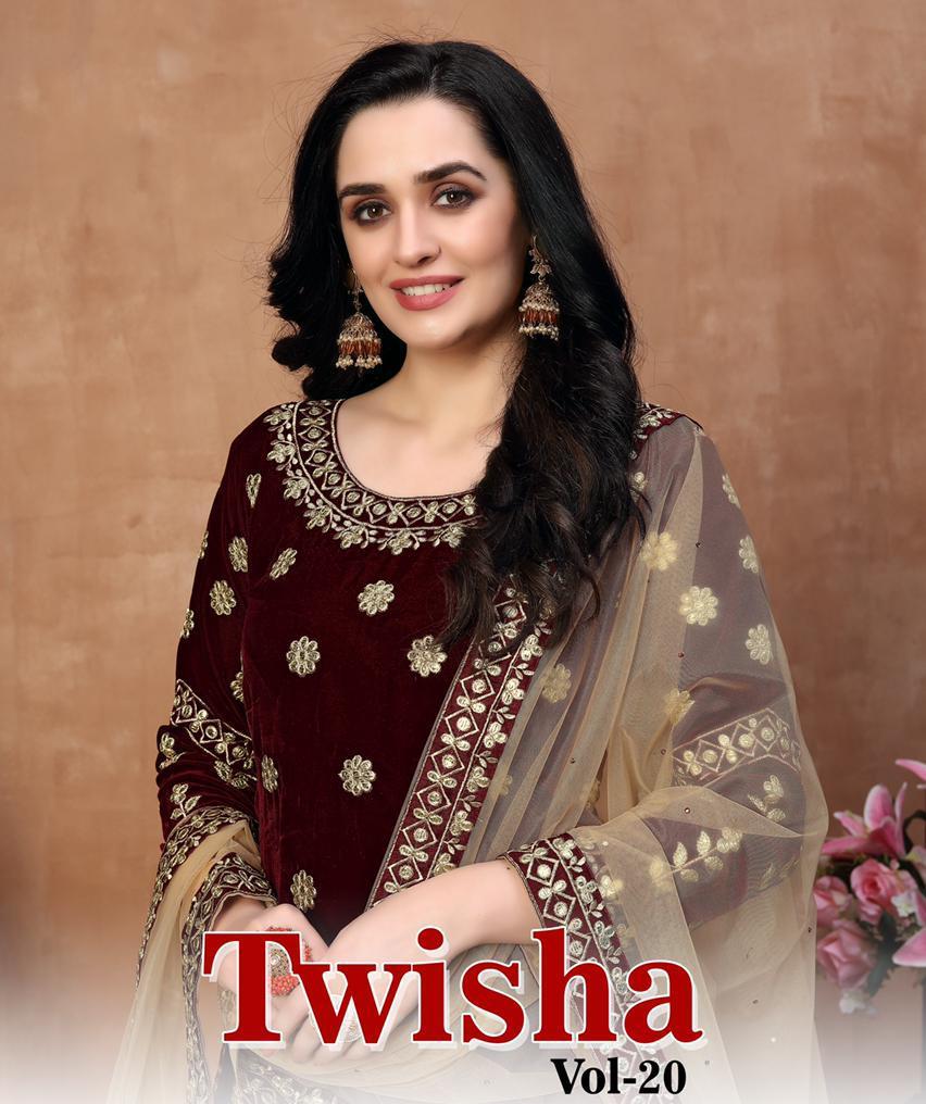Twisha Presents Twisha Vol-20 Velvet Designer Party Wear Patiyala Style Salwar Suit Wholesaler