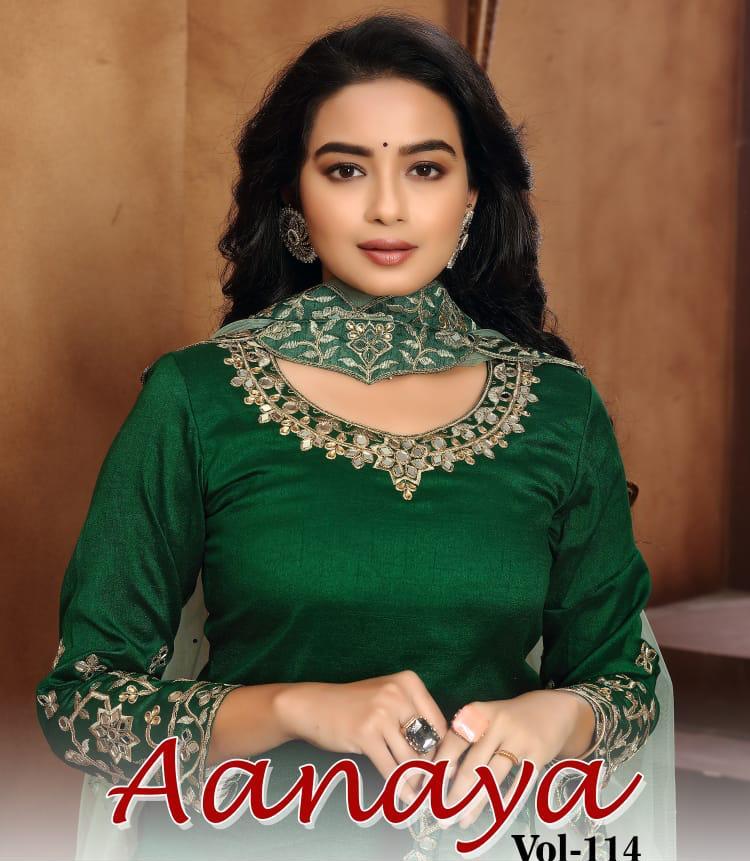 Twisha Presents Aanaya Vol-114 Art Silk Patiyala Salwar Suit Wholesaler