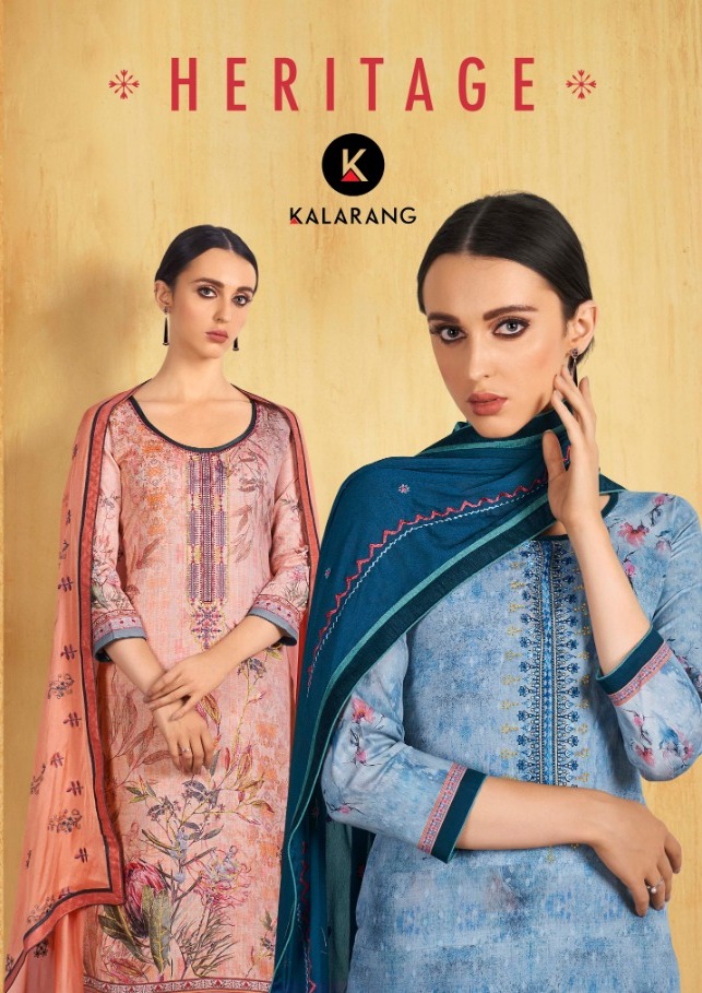Kalarang Presents Heritage Poly Jam Silk Print With Embroidery Work Straight Salwar Suit Wholesaler