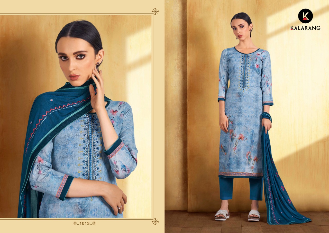 Kalarang Presents Heritage Poly Jam Silk Print With Embroidery Work Straight Salwar Suit Wholesaler