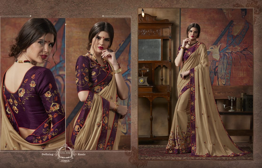 Kessi Fabrics Presents Akshara Vol-2 Beautiful Designer Embroidery Blouse Work Sarees Wholesaler