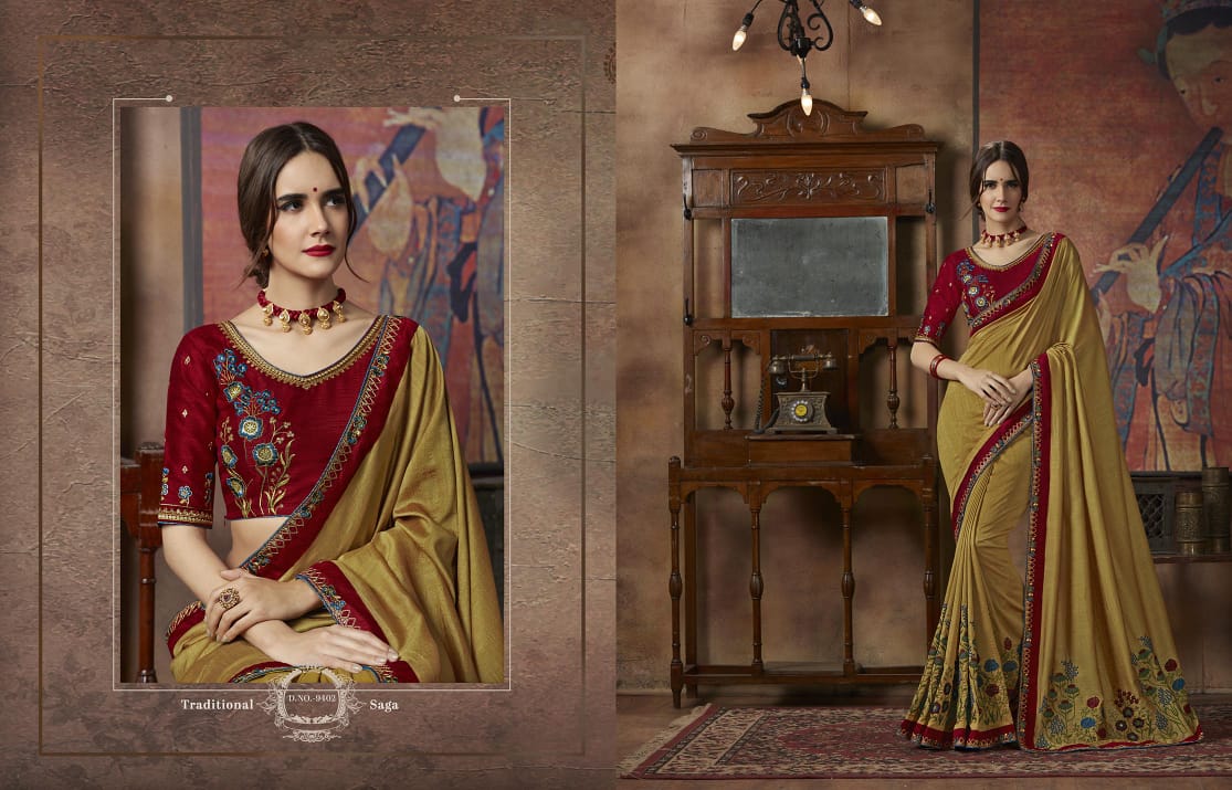 Kessi Fabrics Presents Akshara Vol-2 Beautiful Designer Embroidery Blouse Work Sarees Wholesaler