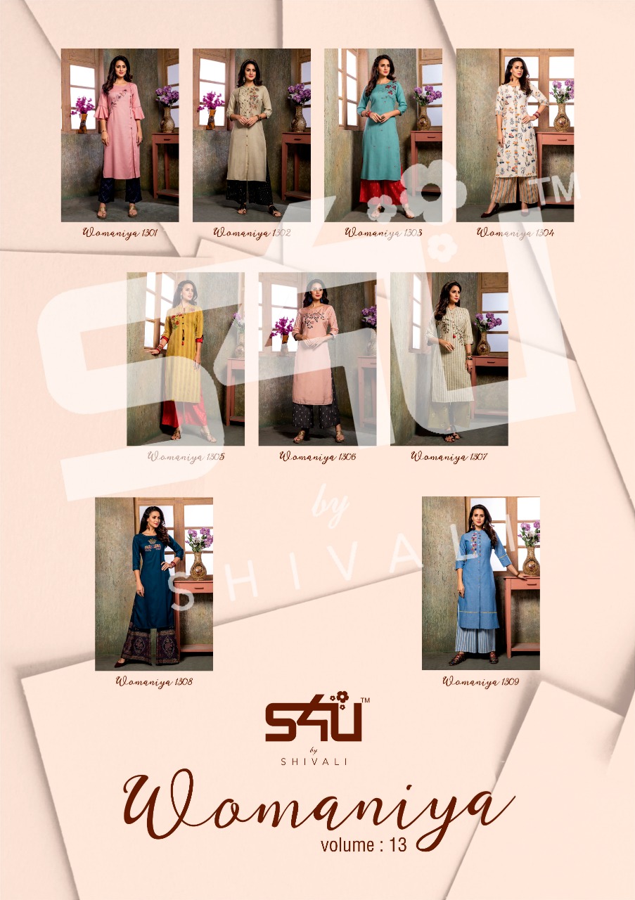 S4u Present Womaniya Vol-13 Exclusive Designer Kurtis With Plazzo Catalog Collection At Wholesale