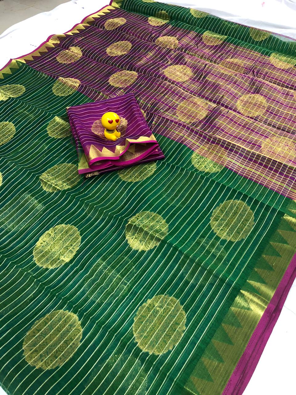 Aura Sarees Presents Lining Butta Silk Cotton With Contrast Blouse Sarees Catalog Wholesaler