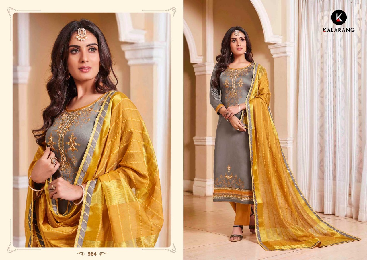 Kalarang Presents Jasmine Vol-5 Jam Silk Cotton With Embroidery Work Straight Salwar Suit Catalog