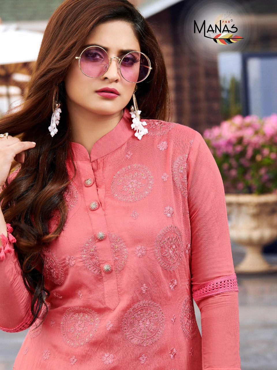 Manas Presents Lucknowi Embroidery Work Kurtis With Pants Collection At Wholesale