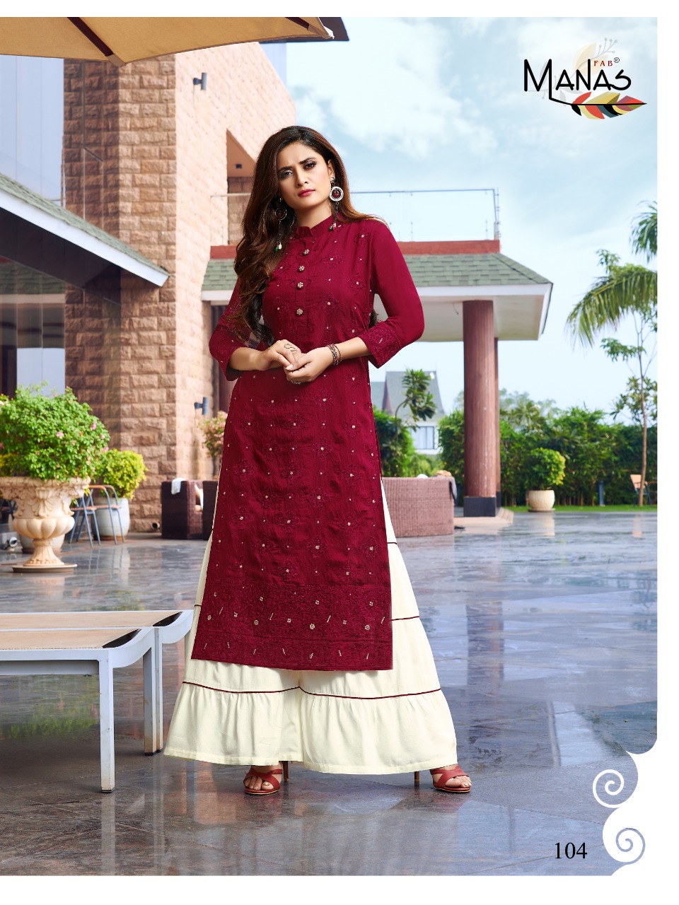 Manas Presents Lucknowi Embroidery Work Kurtis With Pants Collection At Wholesale