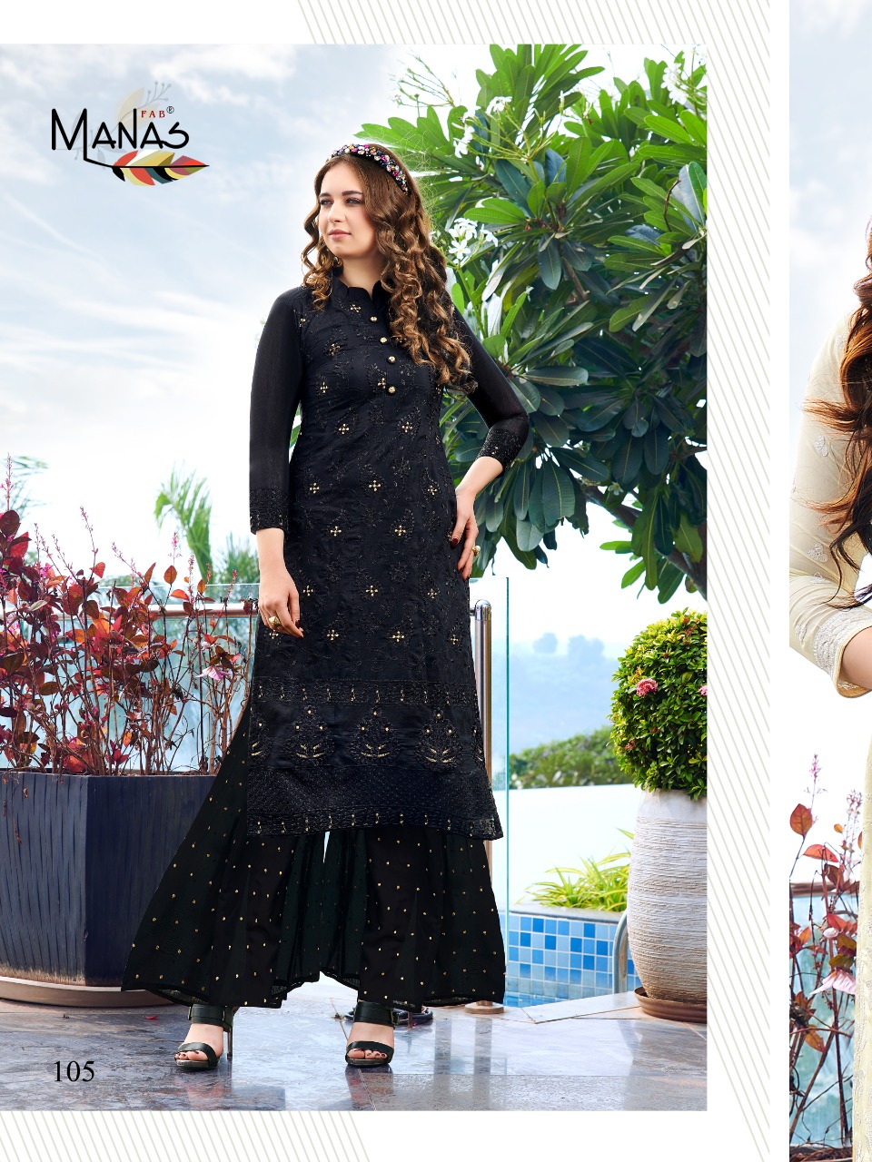 Manas Presents Lucknowi Embroidery Work Kurtis With Pants Collection At Wholesale