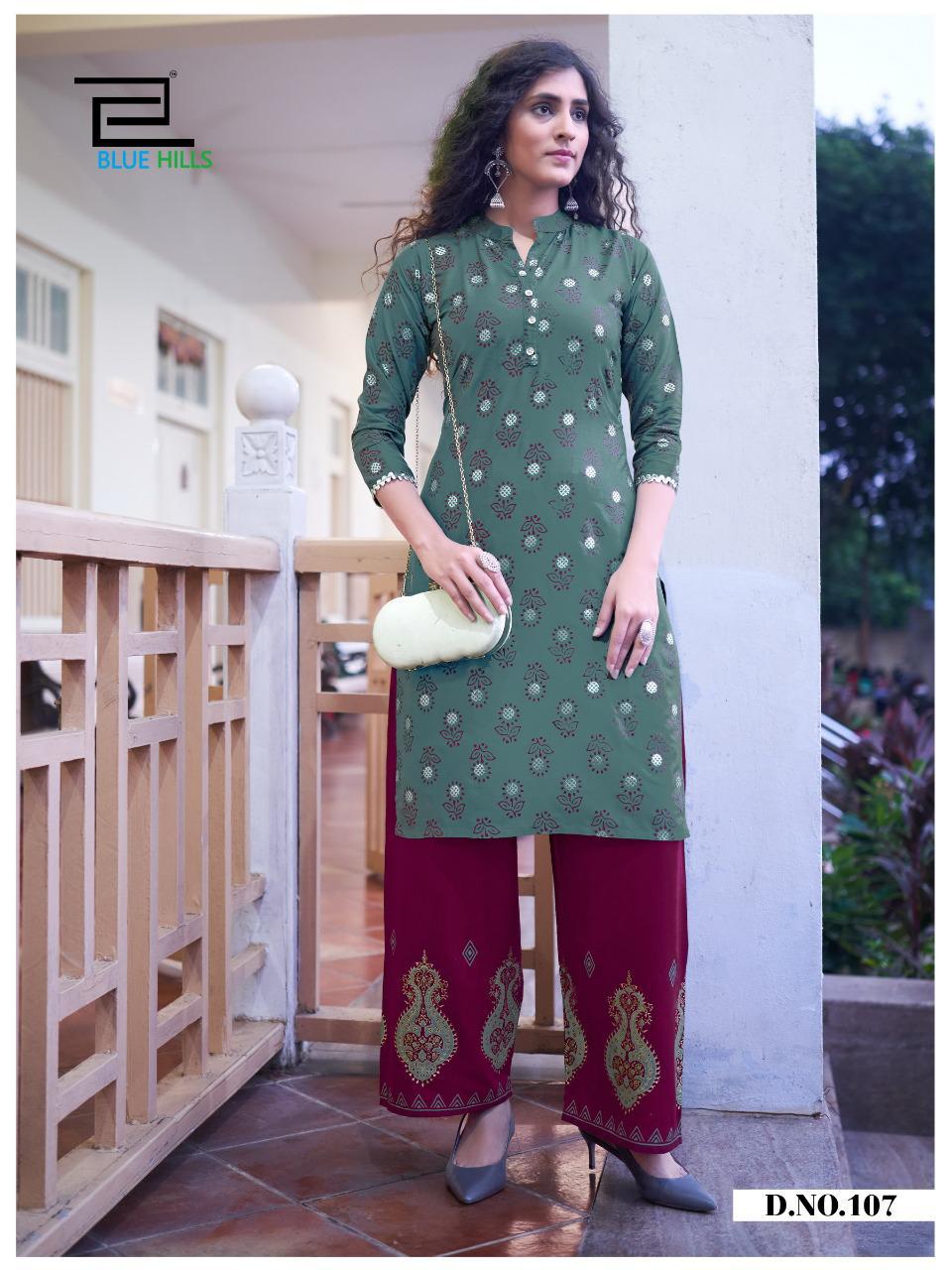 Blue Hills Presents Style In Vol-5 Fancy Rayon Kurtis With Plazzo Collection At Wholesale Prices